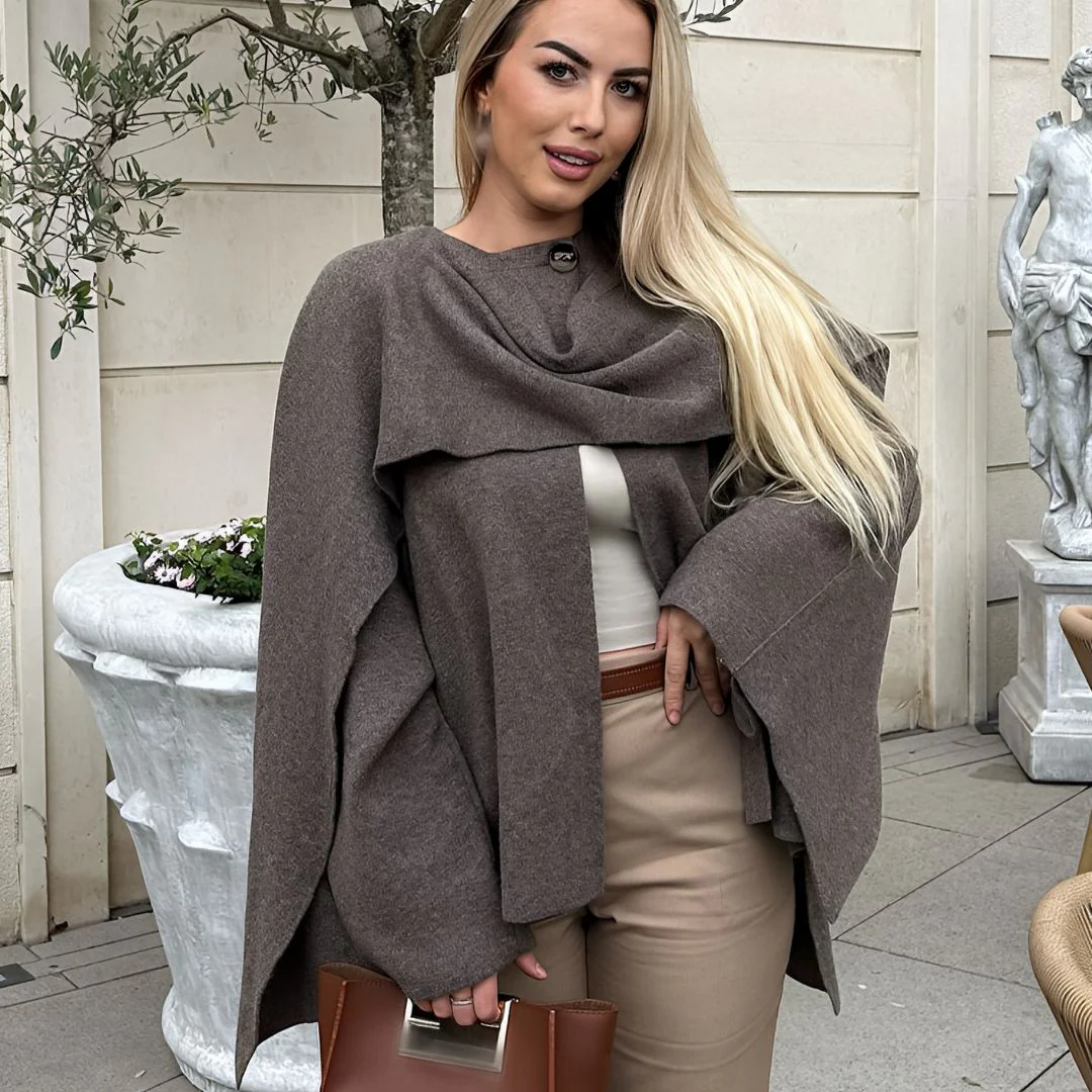 Poncho dames | Asymmetrische cape met brede kraag - Image 11