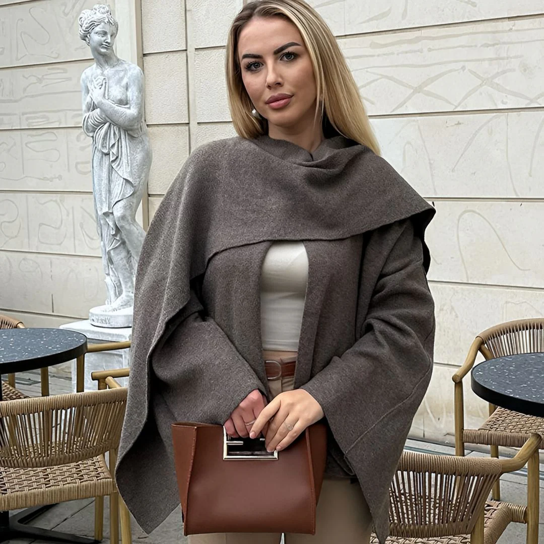 Poncho dames | Asymmetrische cape met brede kraag - Image 4