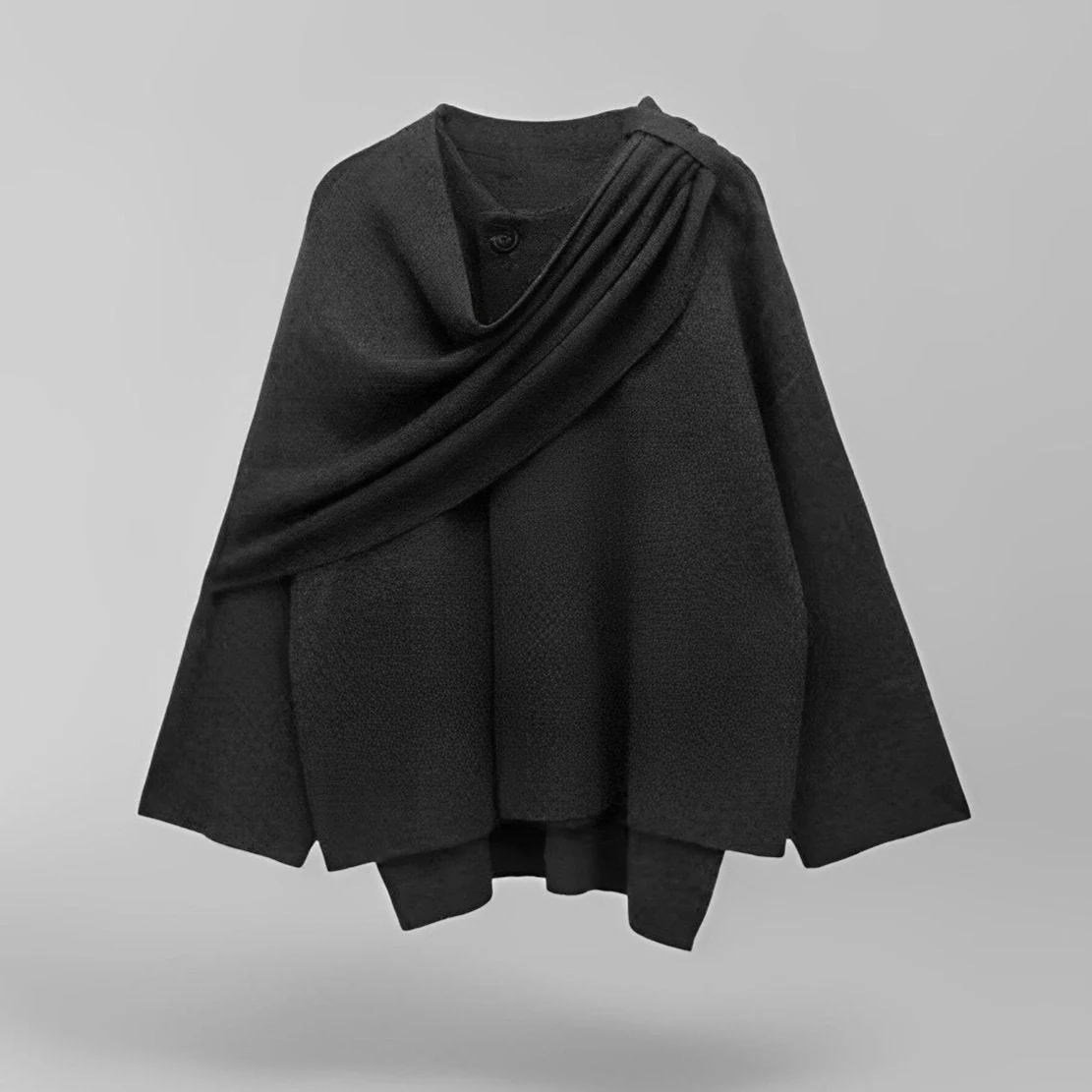 Poncho dames | Asymmetrische cape met brede kraag - Image 5