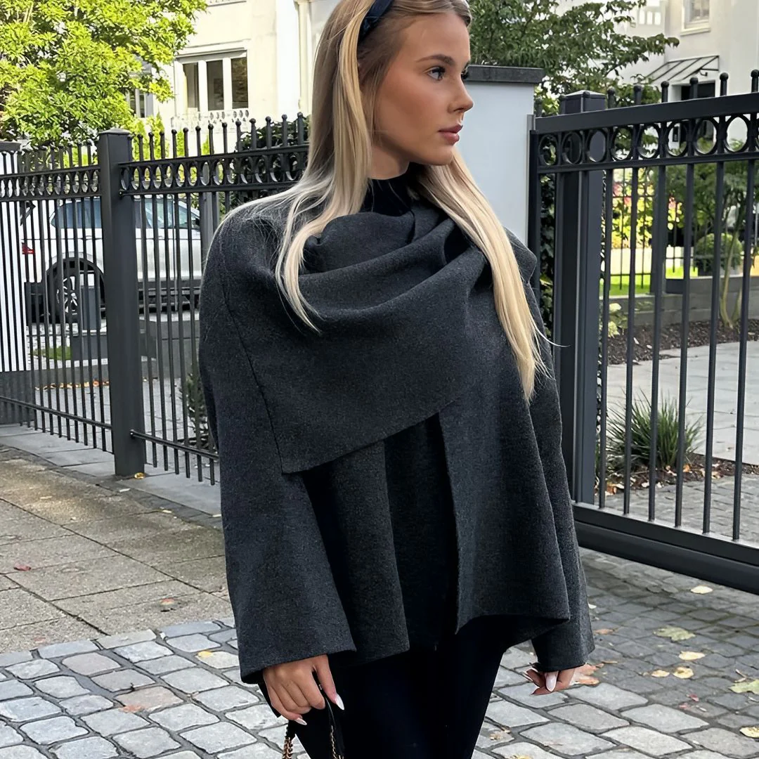 Poncho dames | Asymmetrische cape met brede kraag - Image 7