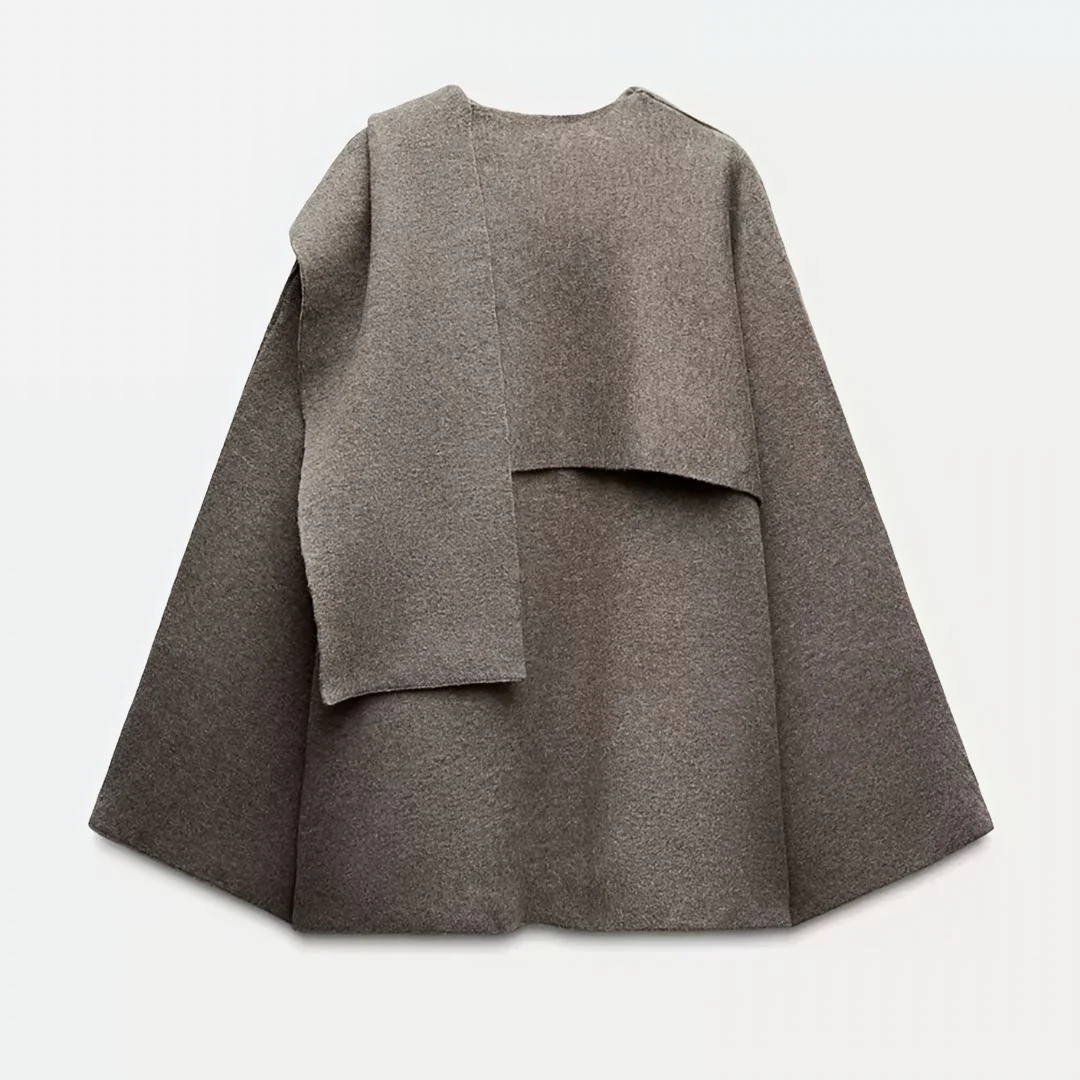 Poncho dames | Asymmetrische cape met brede kraag - Image 8