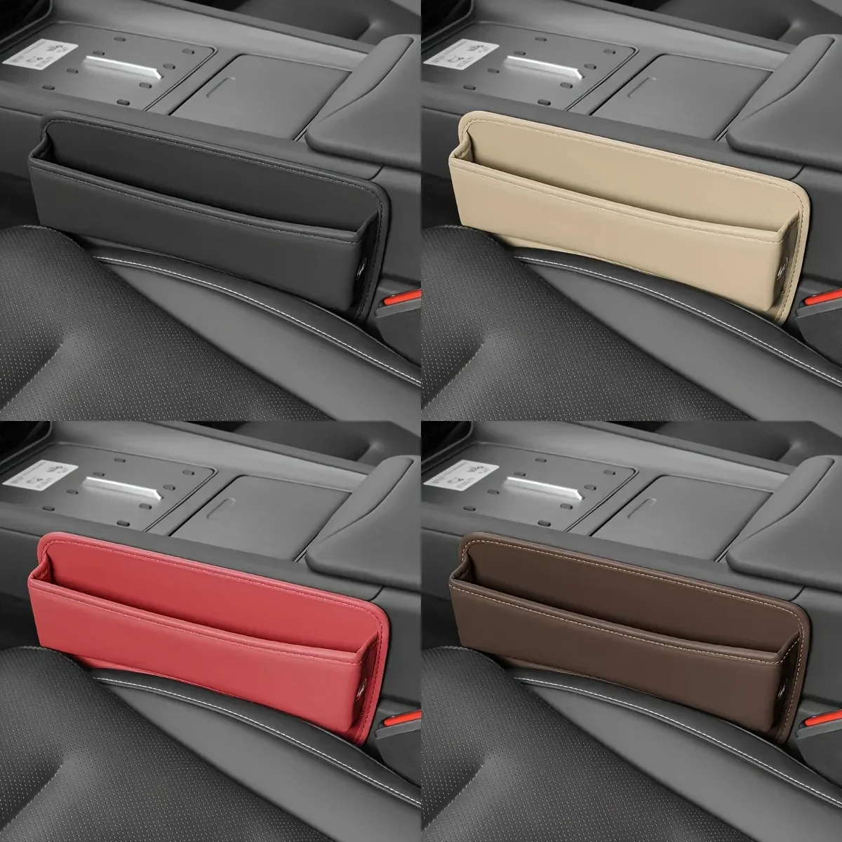 Auto stoel organizer | Leren opbergbox met vakken en kaarthouder - Image 11