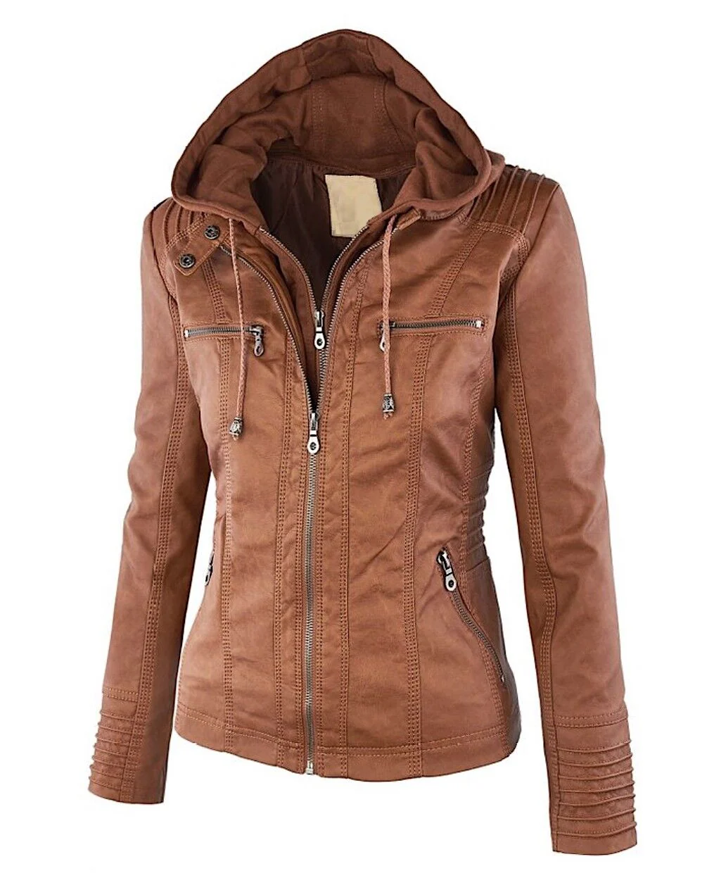 Bikerjack dames | Jas met capuchon en ritsdetails - Image 4