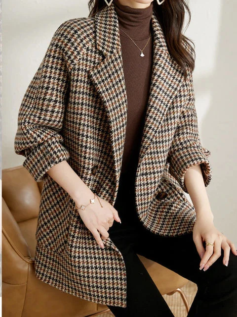 Blazer dames | Geruite blazer met lange mouw en relaxte fit - Image 4