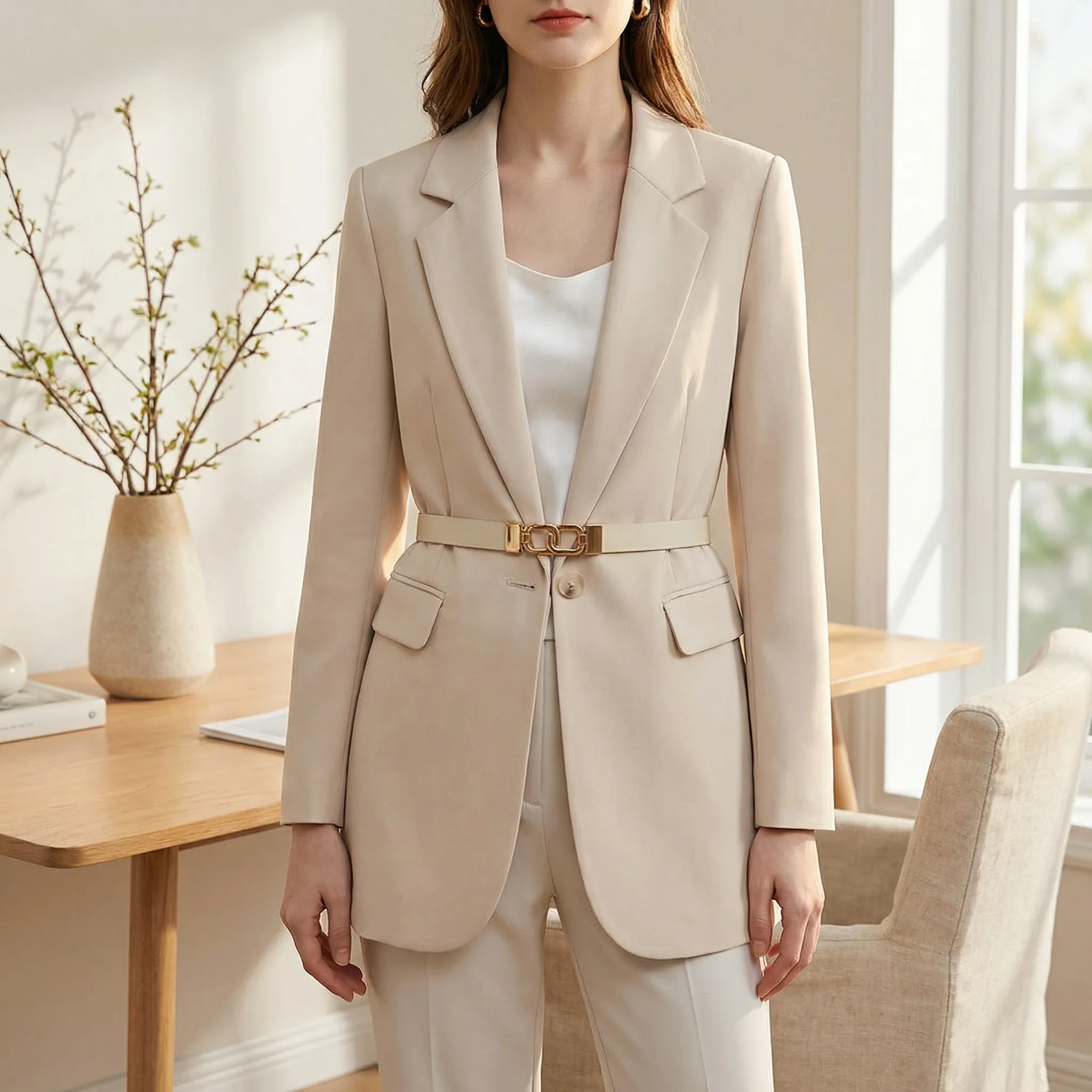 Blazer dames | Getailleerde blazer met ceintuur
