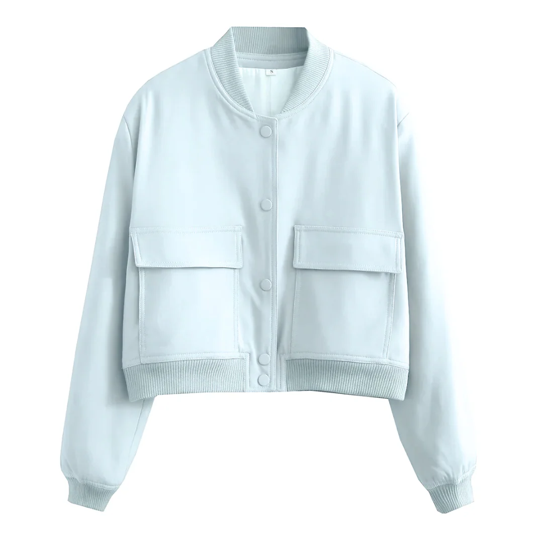 Bomberjack dames | Cropped varsity jasje met drukknopen - Image 10