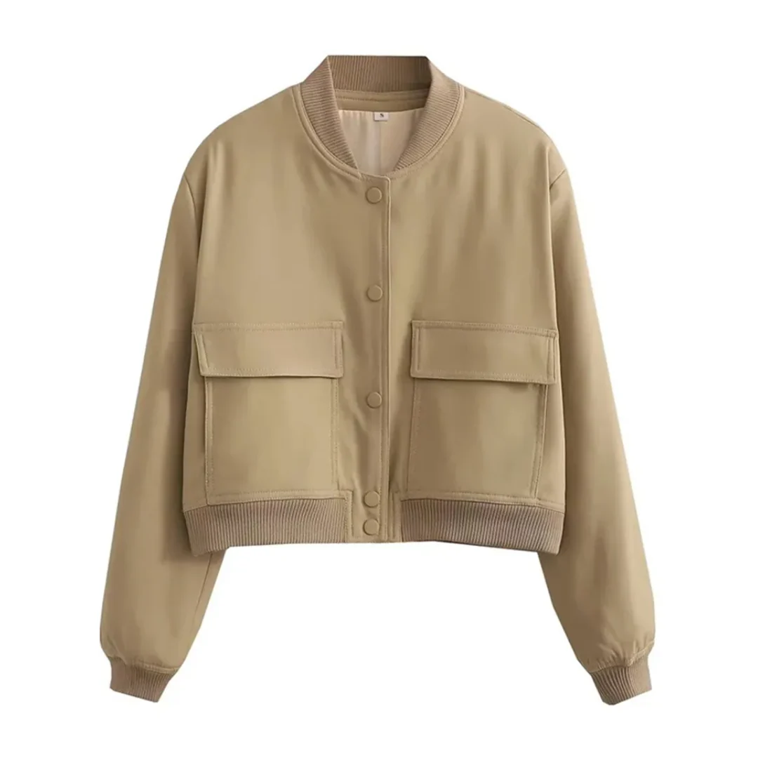Bomberjack dames | Cropped varsity jasje met drukknopen - Image 11