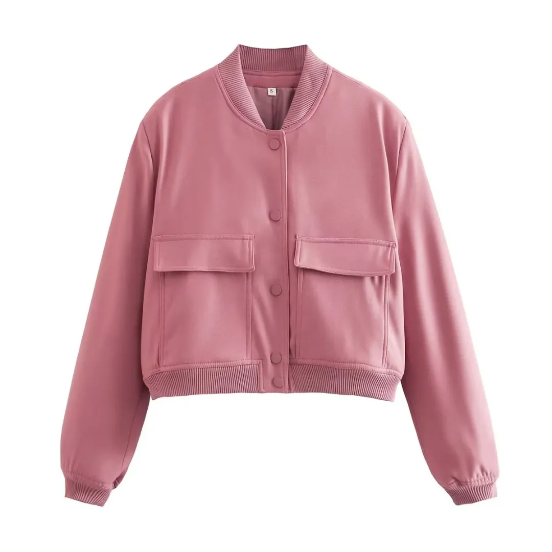 Bomberjack dames | Cropped varsity jasje met drukknopen - Image 12
