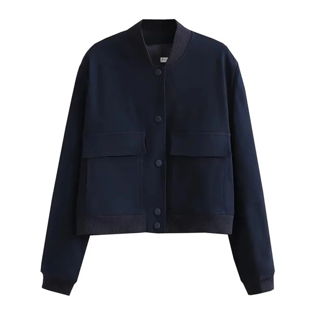 Bomberjack dames | Cropped varsity jasje met drukknopen - Image 13