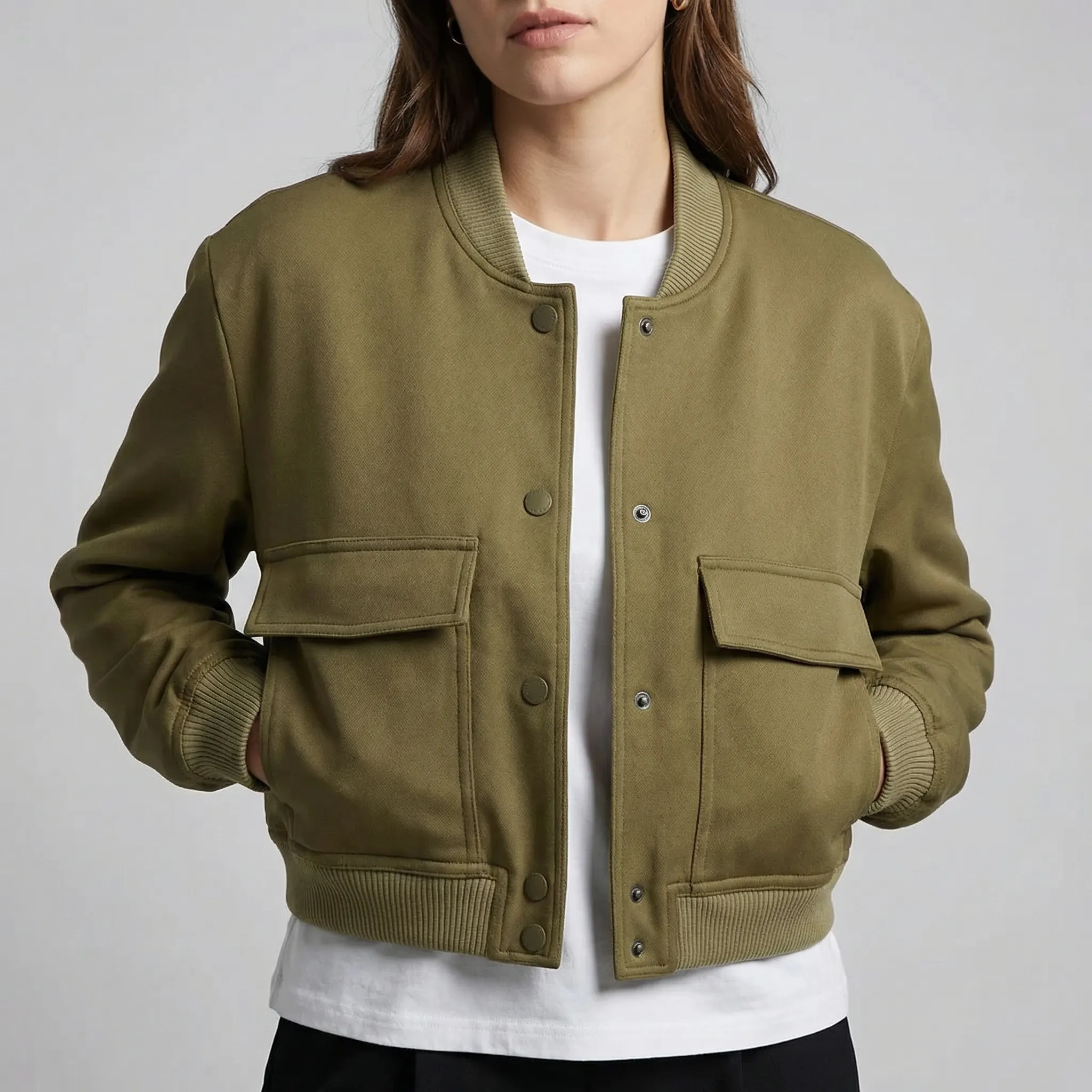 Bomberjack dames | Cropped varsity jasje met drukknopen - Image 2