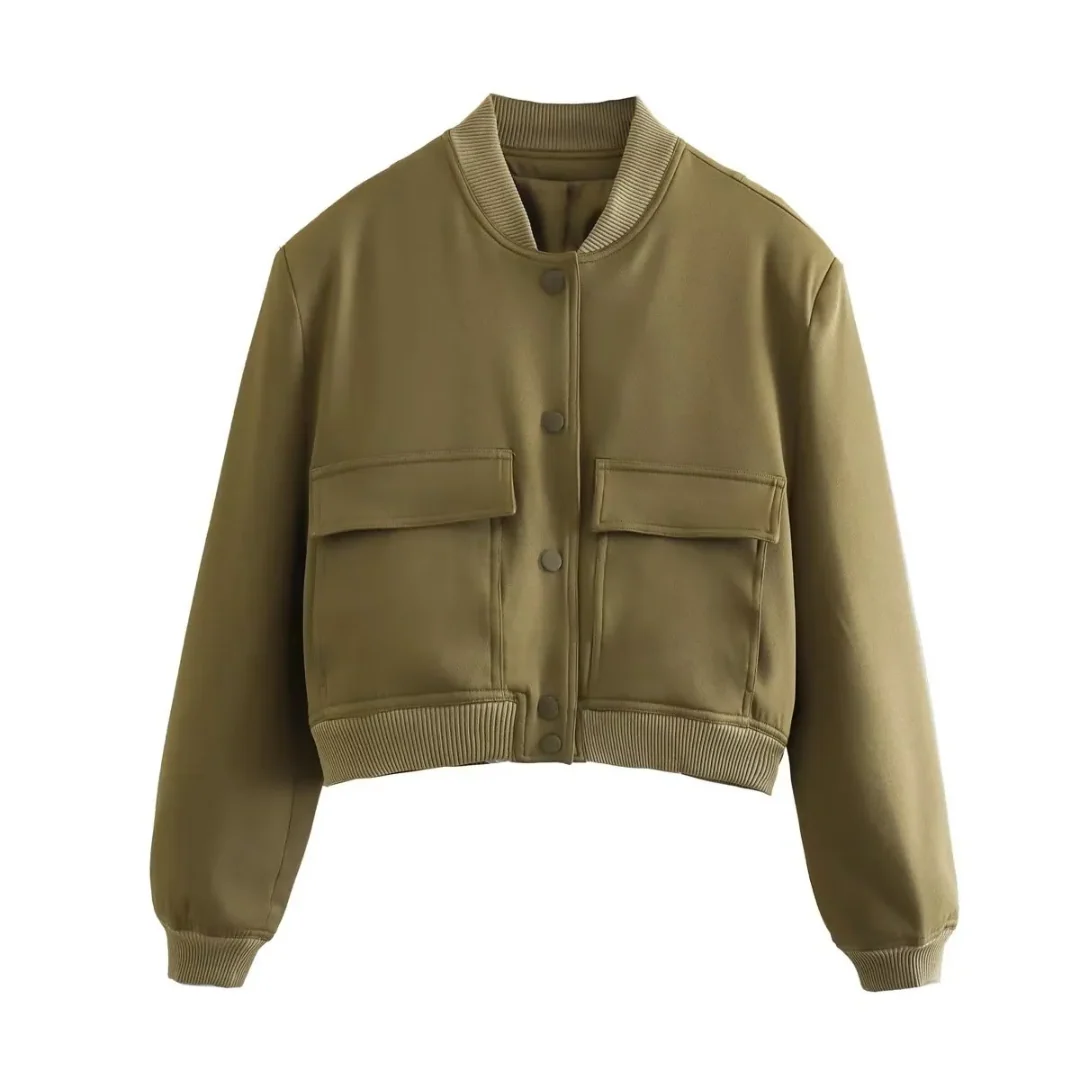 Bomberjack dames | Cropped varsity jasje met drukknopen - Image 4