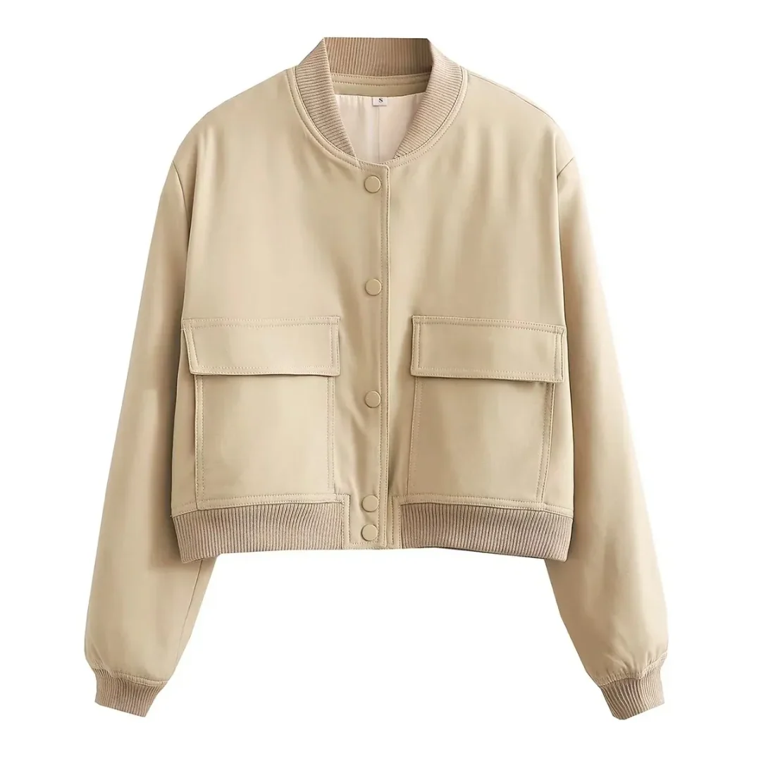Bomberjack dames | Cropped varsity jasje met drukknopen - Image 5