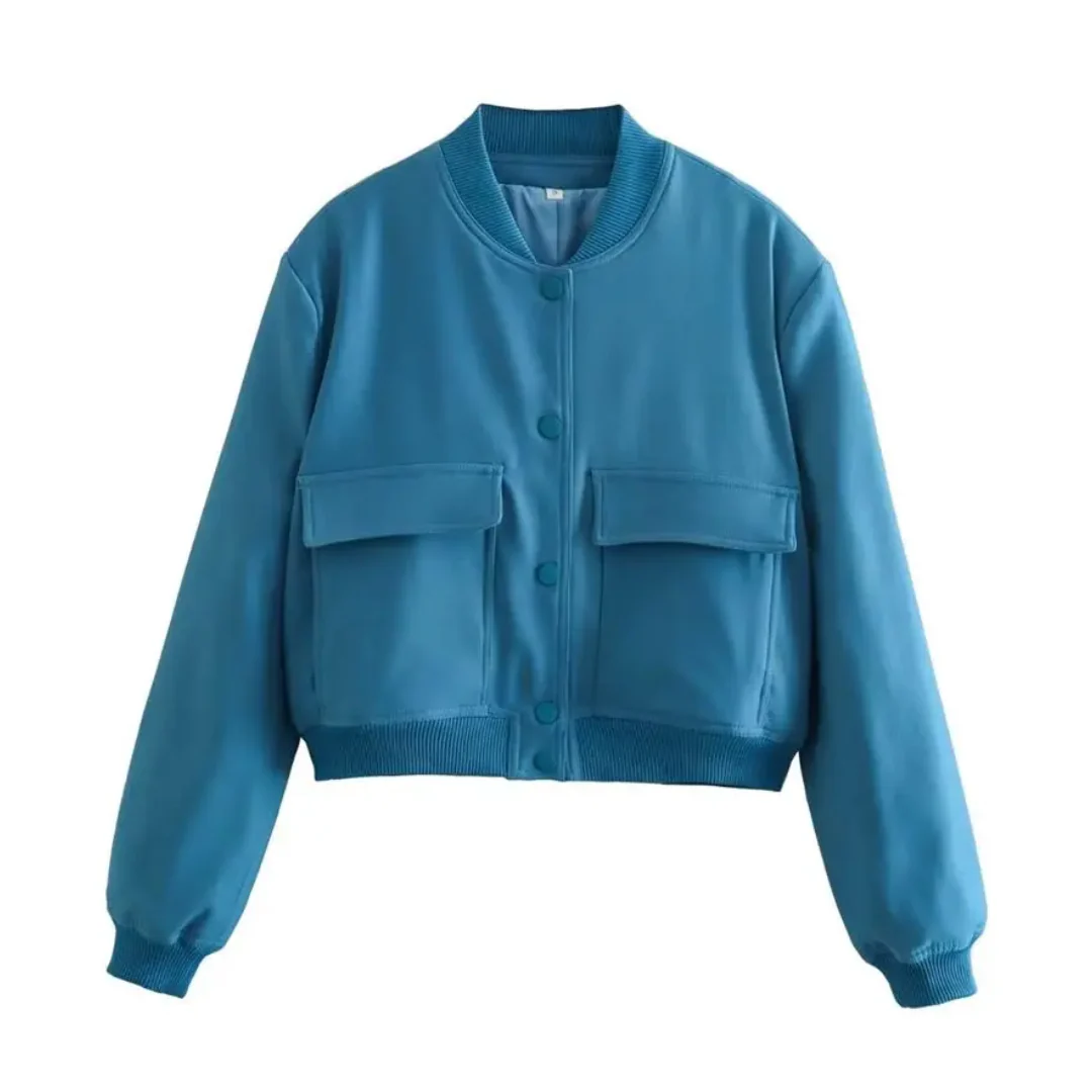 Bomberjack dames | Cropped varsity jasje met drukknopen - Image 7