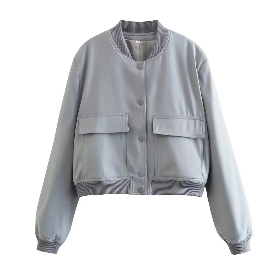 Bomberjack dames | Cropped varsity jasje met drukknopen - Image 8