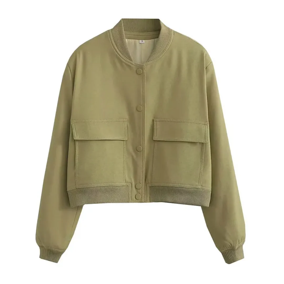 Bomberjack dames | Cropped varsity jasje met drukknopen - Image 9