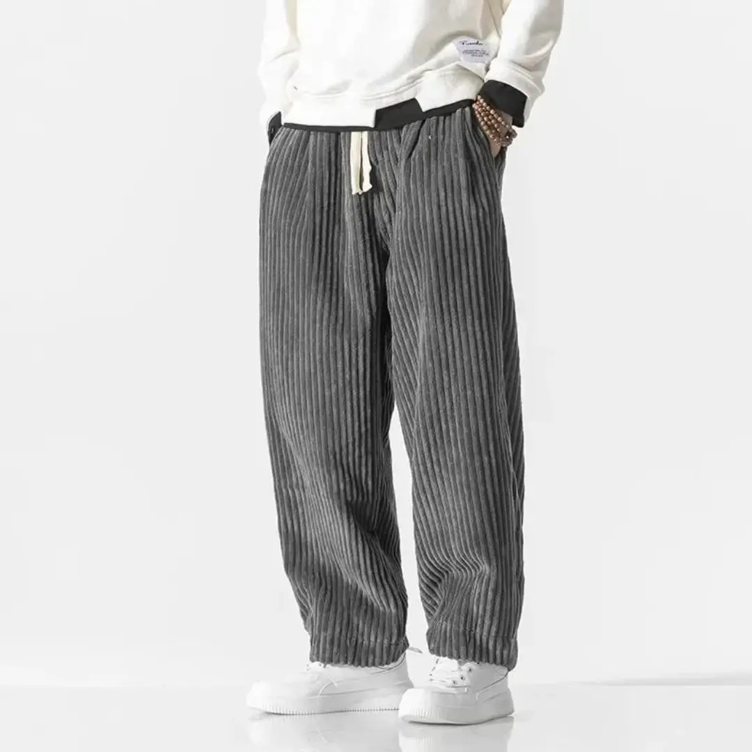 Broek heren | Corduroy loose fit broek met elastische taille - Image 7