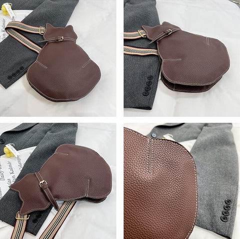 Dames crossbody schoudertas in katvorm met verstelbare schouderband - Image 7