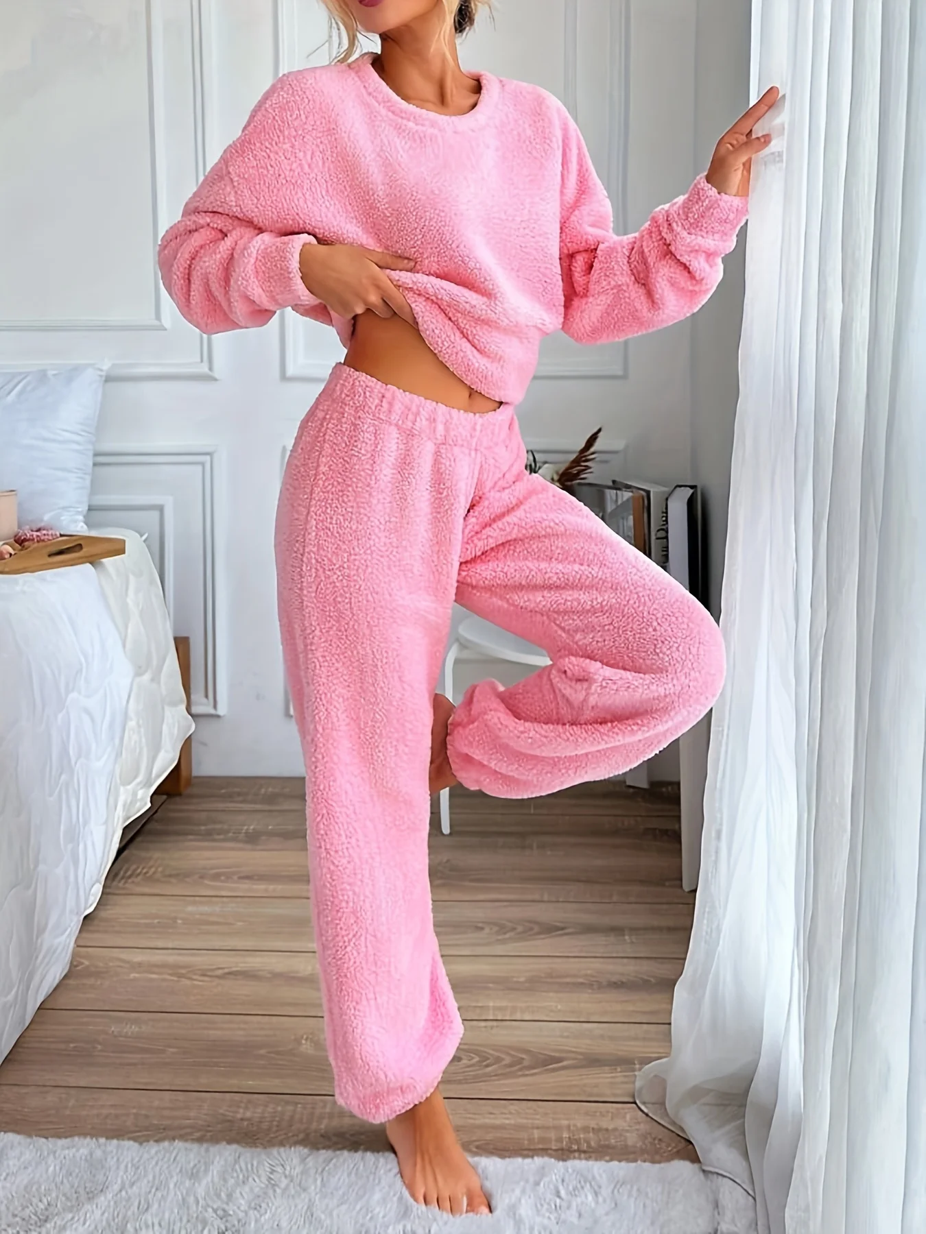 Dames pyjama set | Zachte fleece loungewear met trui en broek - Image 3