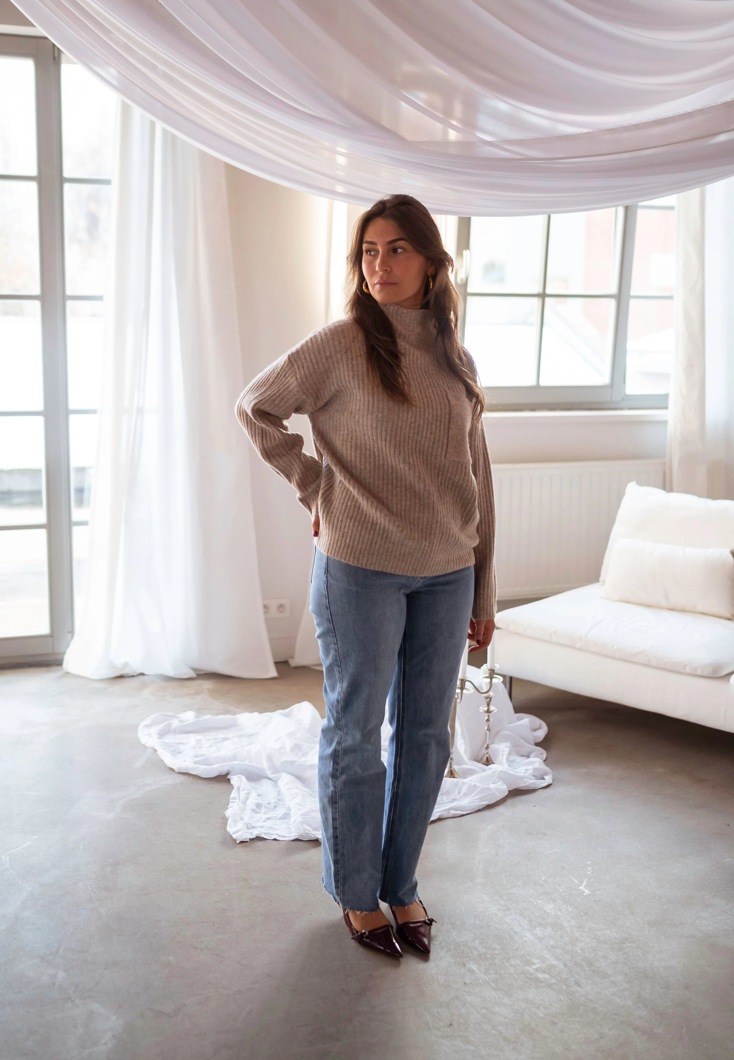 Dames trui | Beige pullover in zachte gebreide stof - Image 6