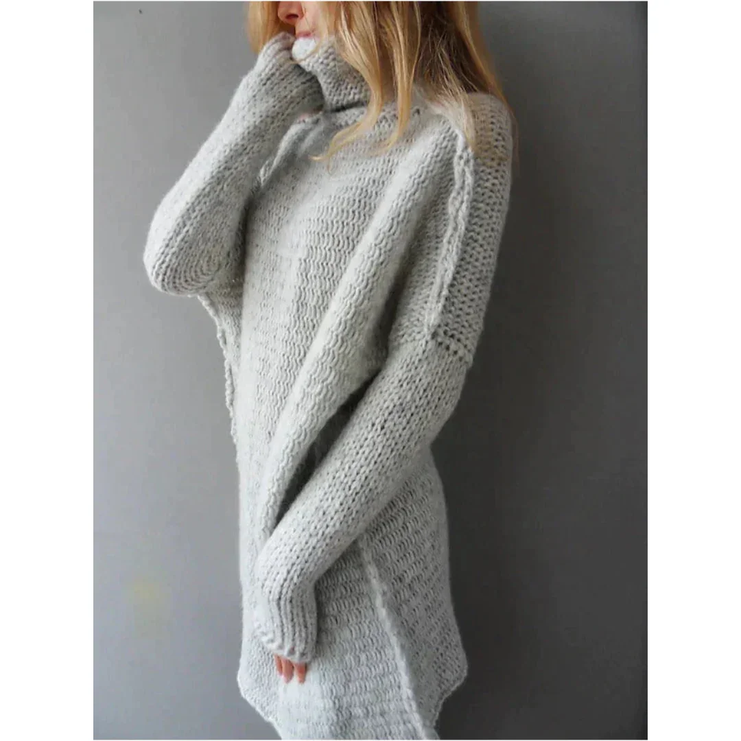 Dames trui | Oversized gebreide coltrui in wolblend - Image 3