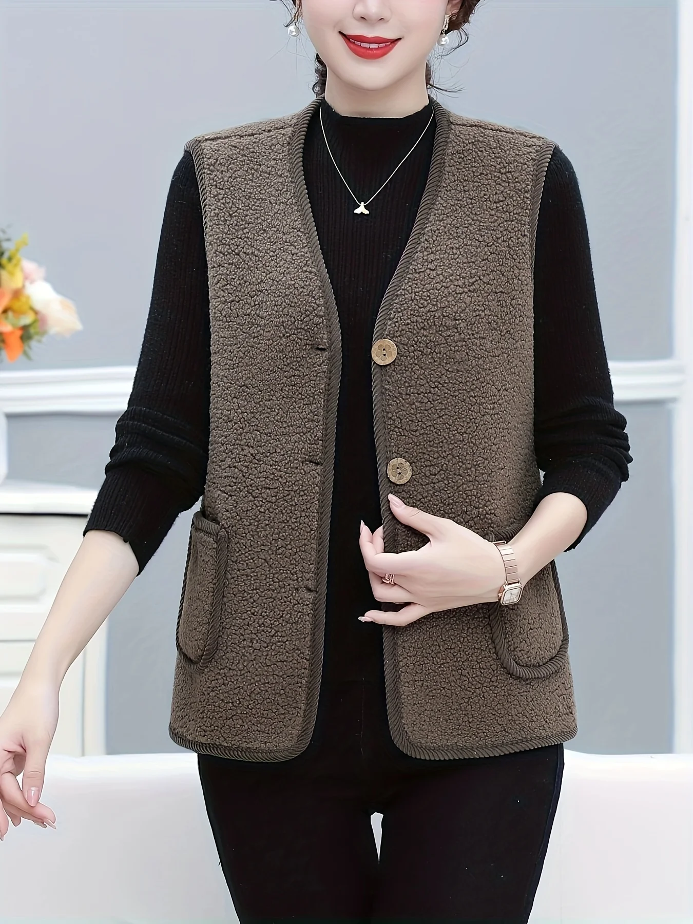 Dames vest | Puffer vest met fleece voering - Image 2