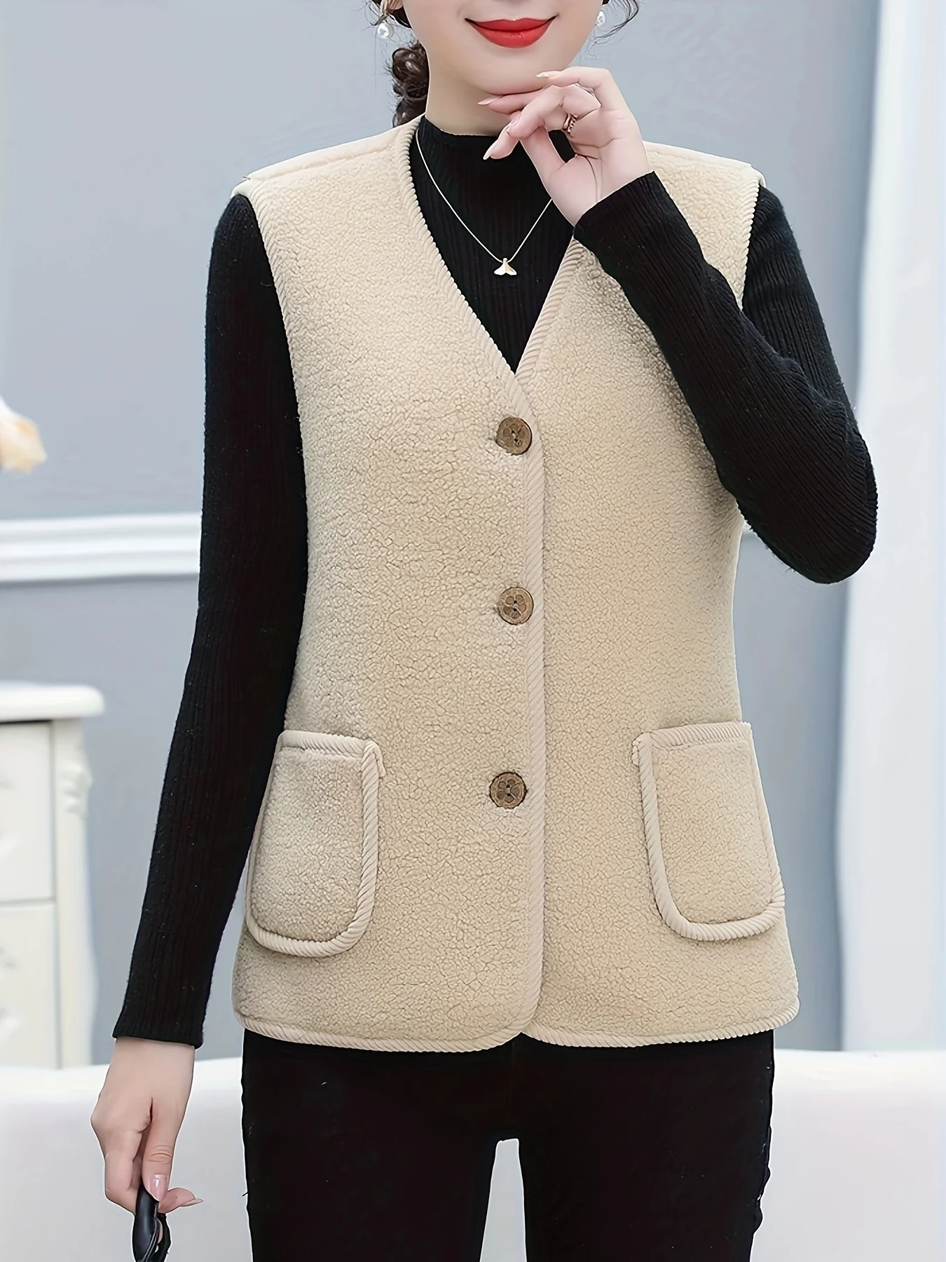 Dames vest | Puffer vest met fleece voering - Image 3