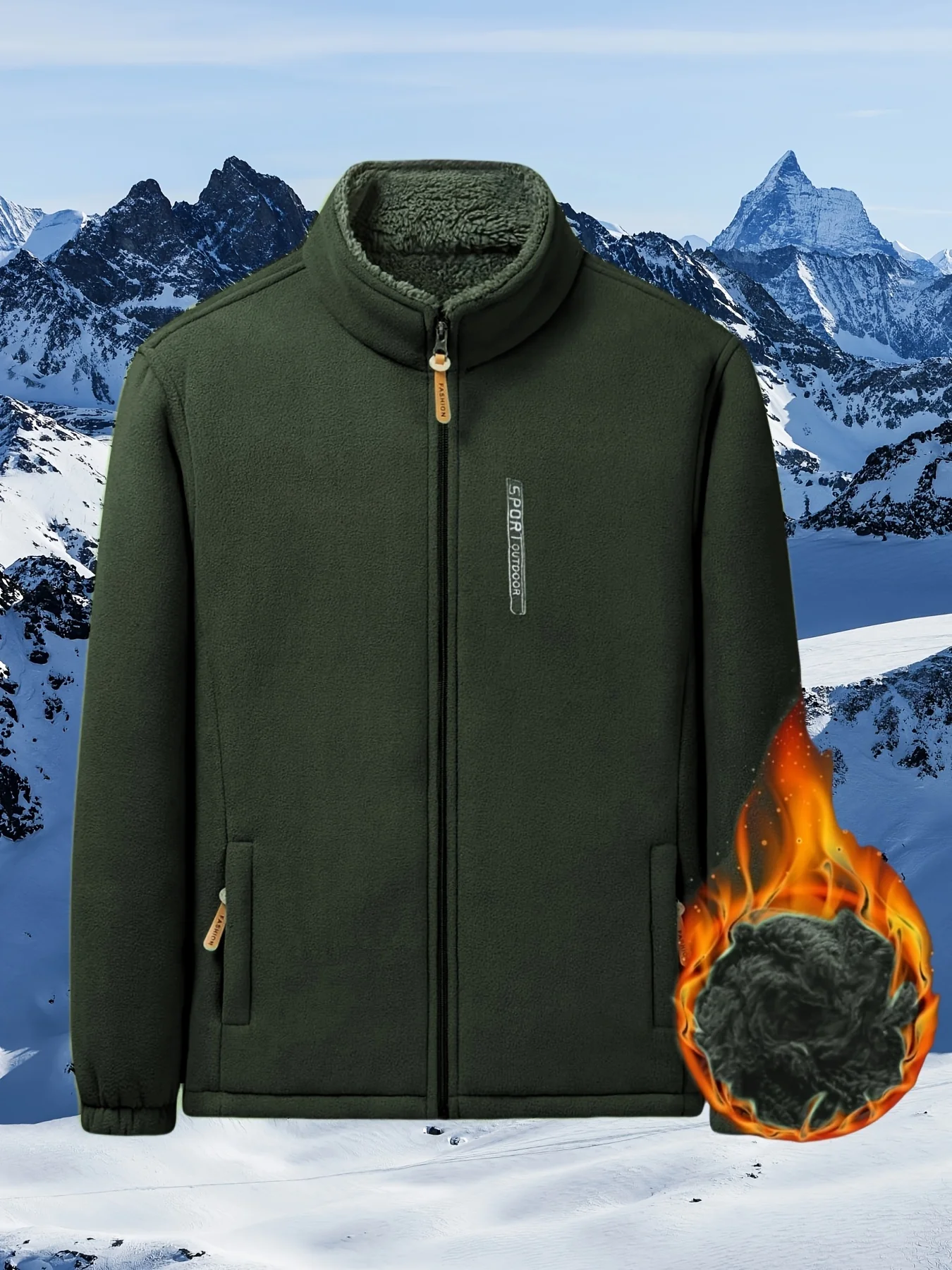 Dames winterjas | Fleece jas met hoge kraag en rits - Image 4