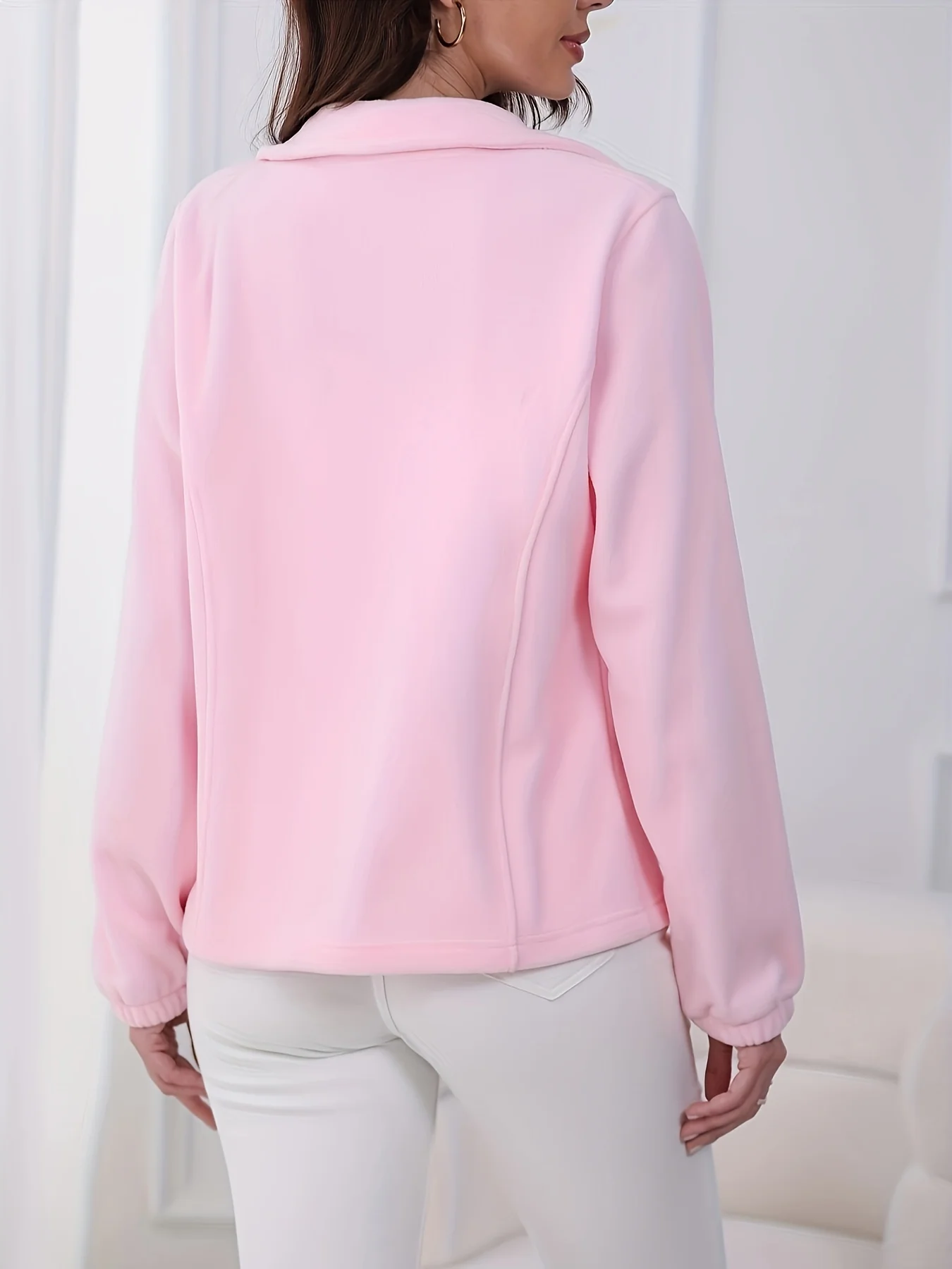 Dames winterjas | Fluffy fleece jas met hoge kraag en zakken - Image 4