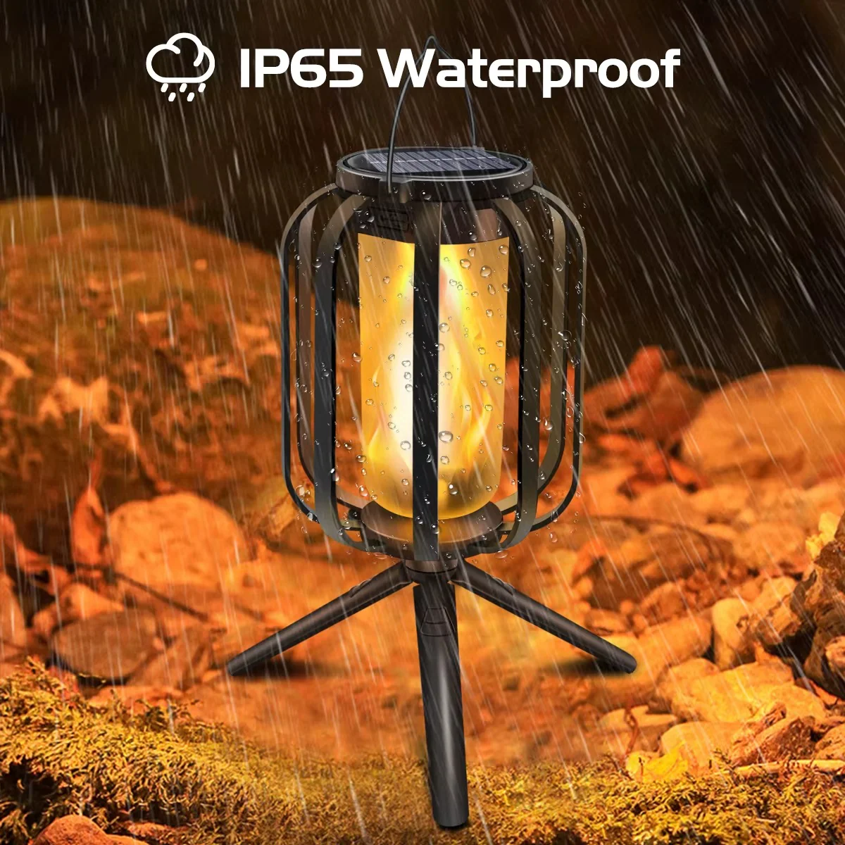 Decoratieve lamp | LED lantaarn met vlam effect en warm licht - Image 3
