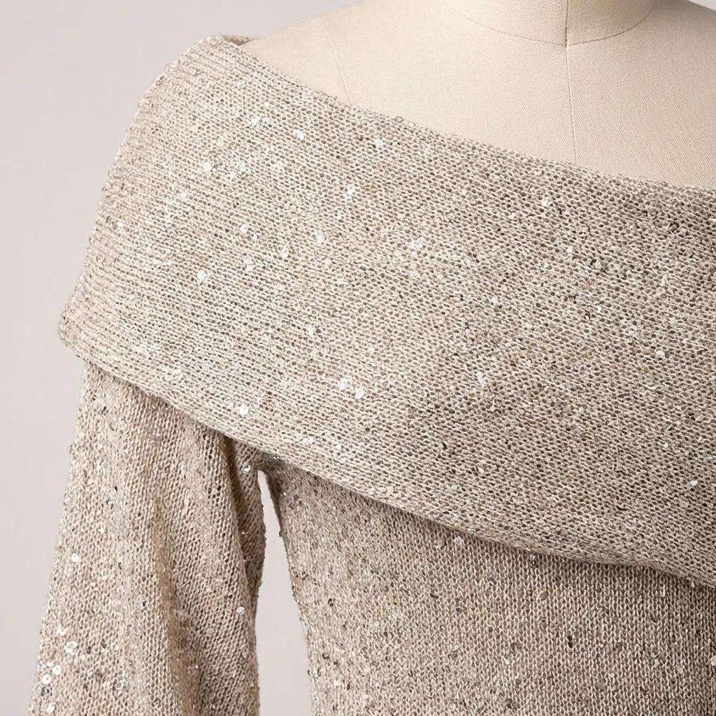 Dames avondjurk | Lange glitterlook jurk met off shoulder hals - Image 3