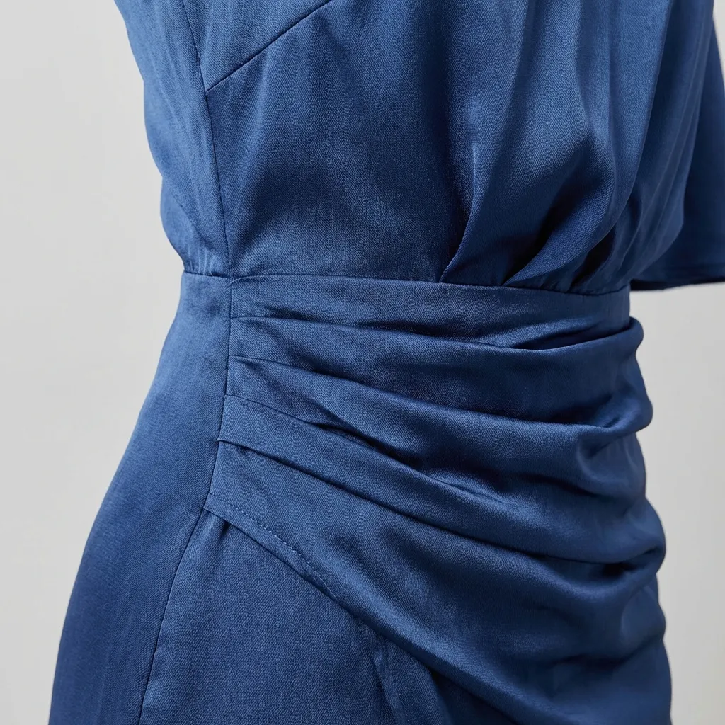 Dames avondjurk | One shoulder jurk met zijde-look en split - Image 3