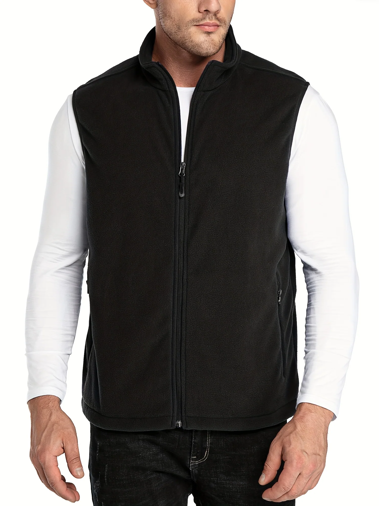 Fleece vest heren | Lichtgewicht mouwloos vest met rits - Image 4