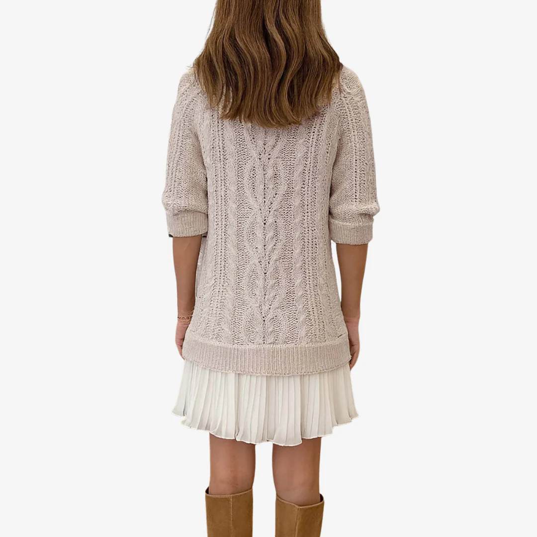 Gebreide trui jurk dames | Kabelpatroon met lange mouwen - Image 3