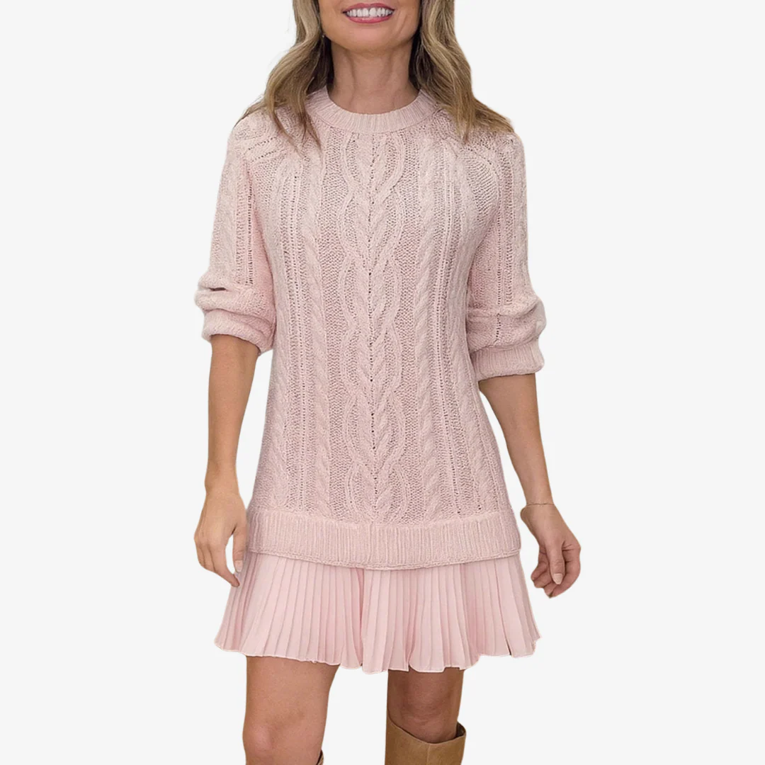 Gebreide trui jurk dames | Kabelpatroon met lange mouwen - Image 4