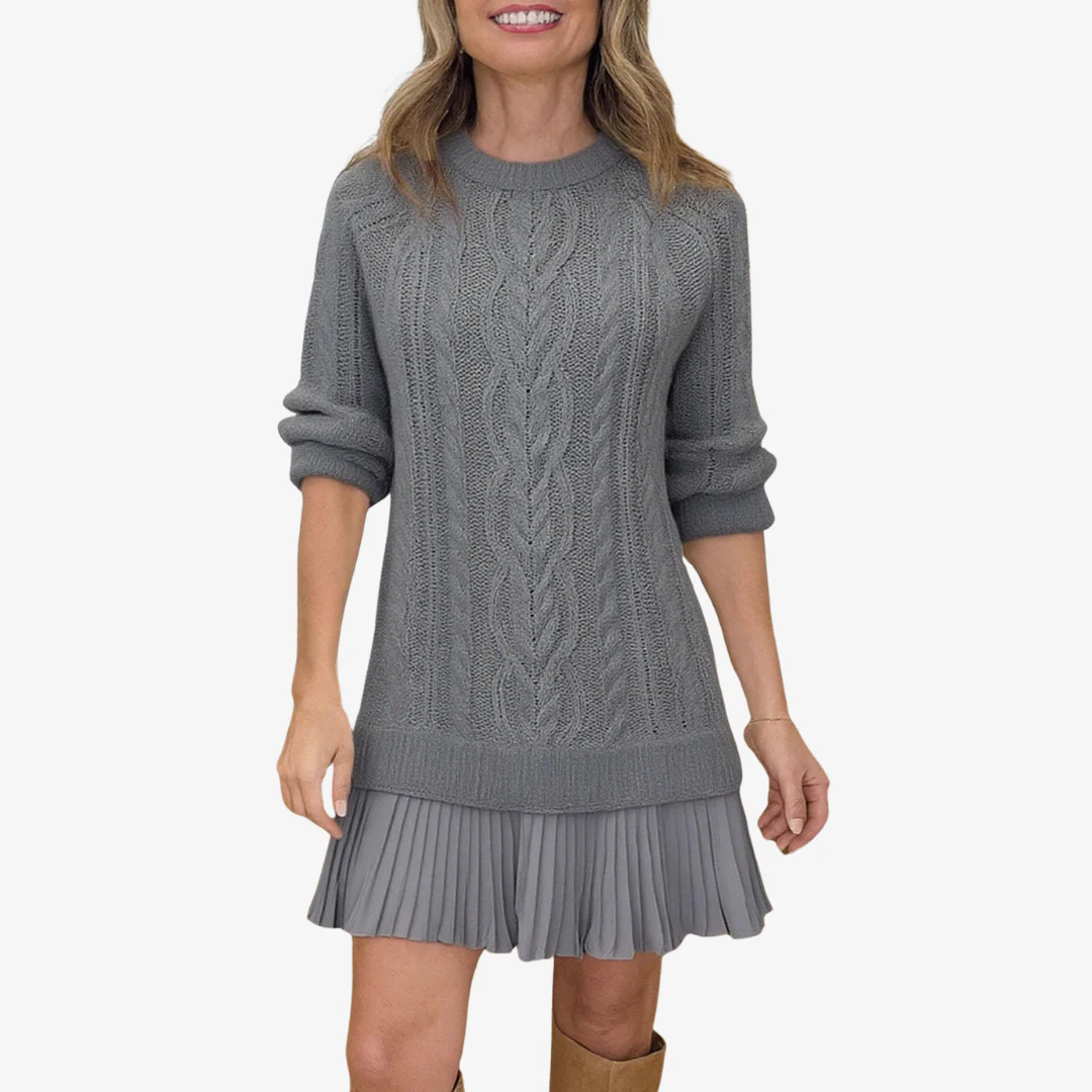 Gebreide trui jurk dames | Kabelpatroon met lange mouwen - Image 6