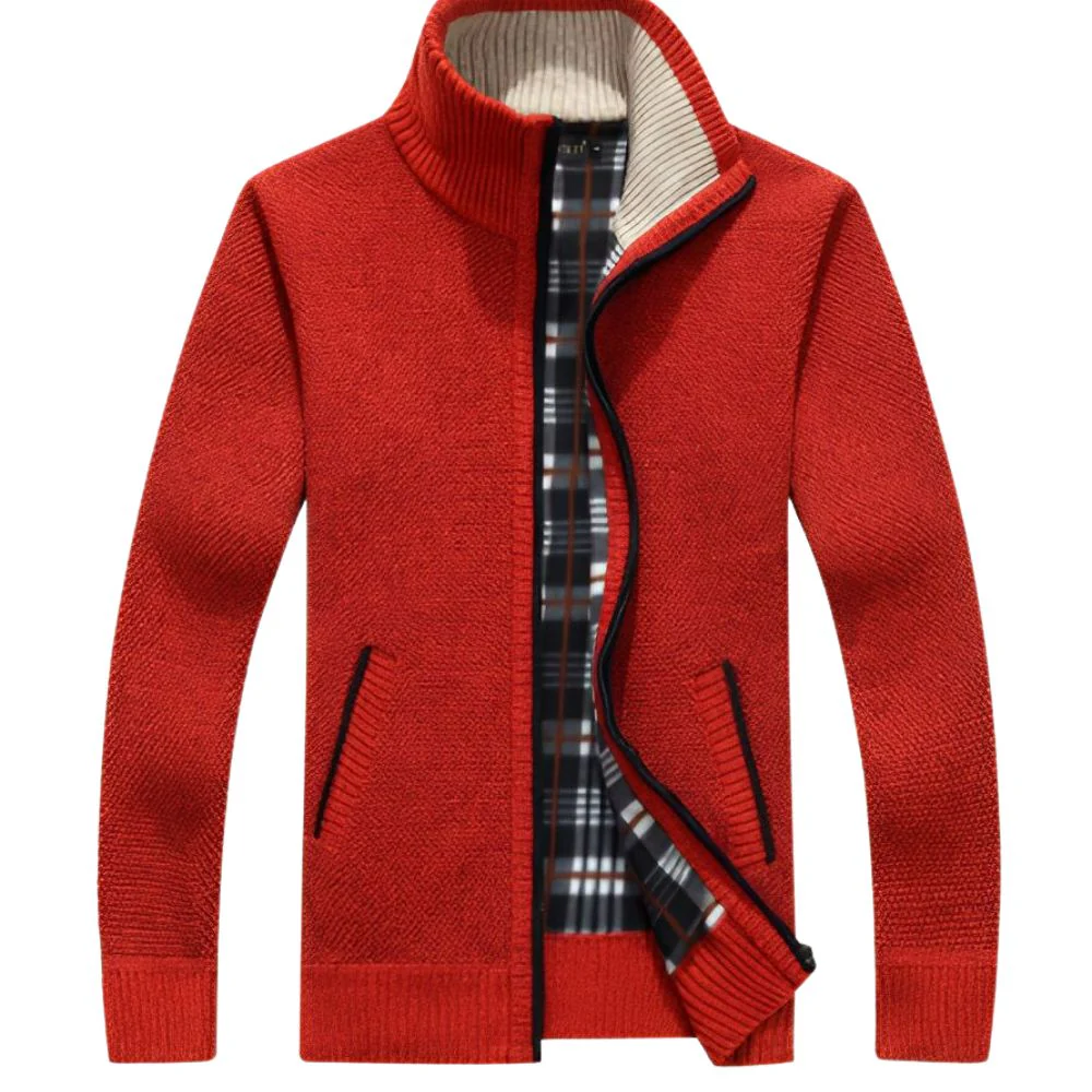 Heren cardigan | Gebreid vest met rits en warme voering - Image 3