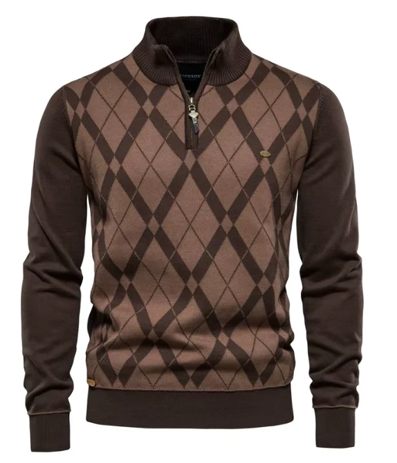 Heren half-zip trui met ruitpatroon – stijlvol en comfortabel - Image 4