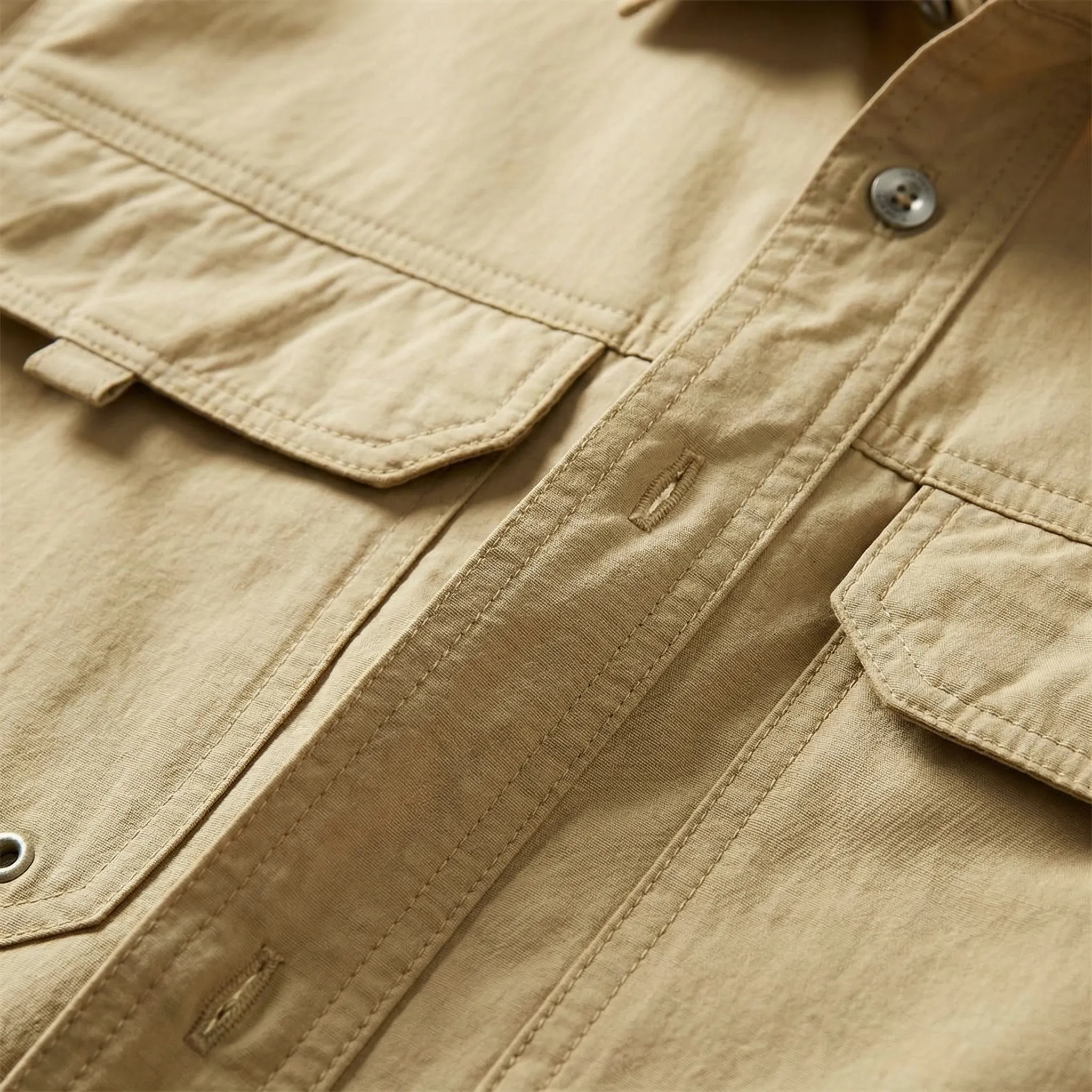 Heren overshirt | Lichte tussenjas met knopen en borstzakken - Image 3