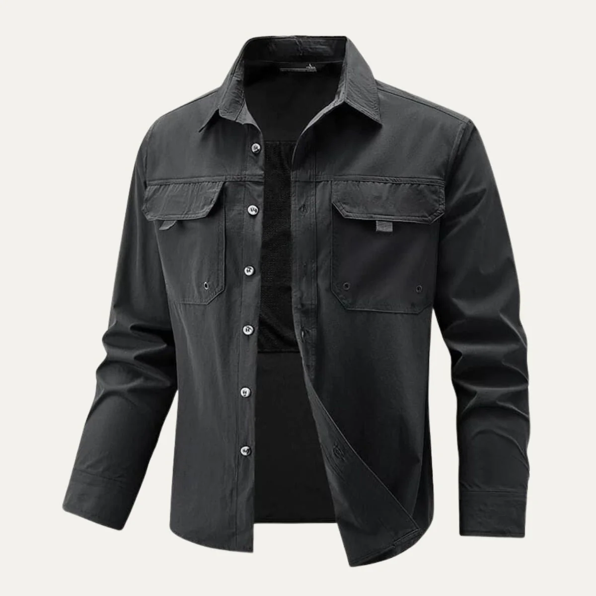 Heren overshirt | Lichte tussenjas met knopen en borstzakken - Image 6