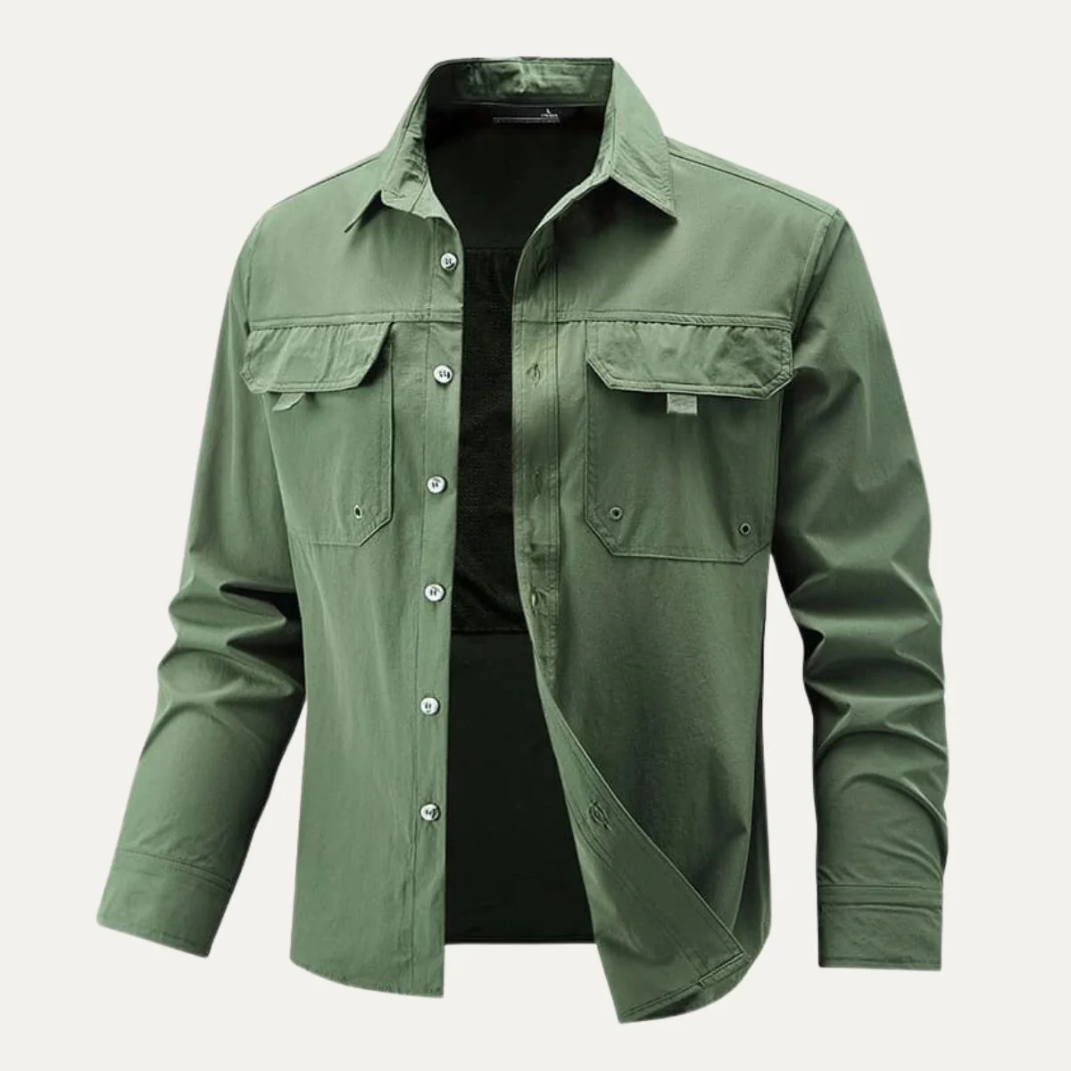 Heren overshirt | Lichte tussenjas met knopen en borstzakken - Image 8