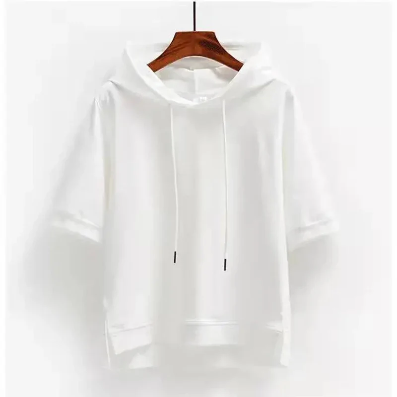 Hoodie dames | Korte mouw pullover met capuchon - Image 7