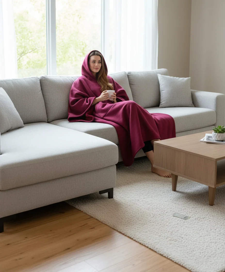 Hoodie deken | Fleece cape met capuchon voor dames en heren - Image 3