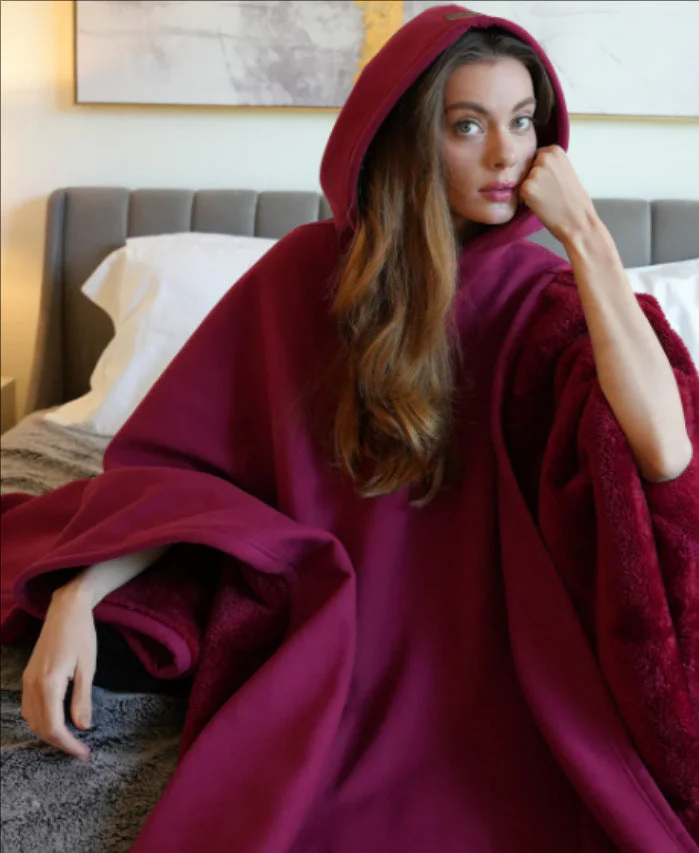 Hoodie deken | Fleece cape met capuchon voor dames en heren - Image 4