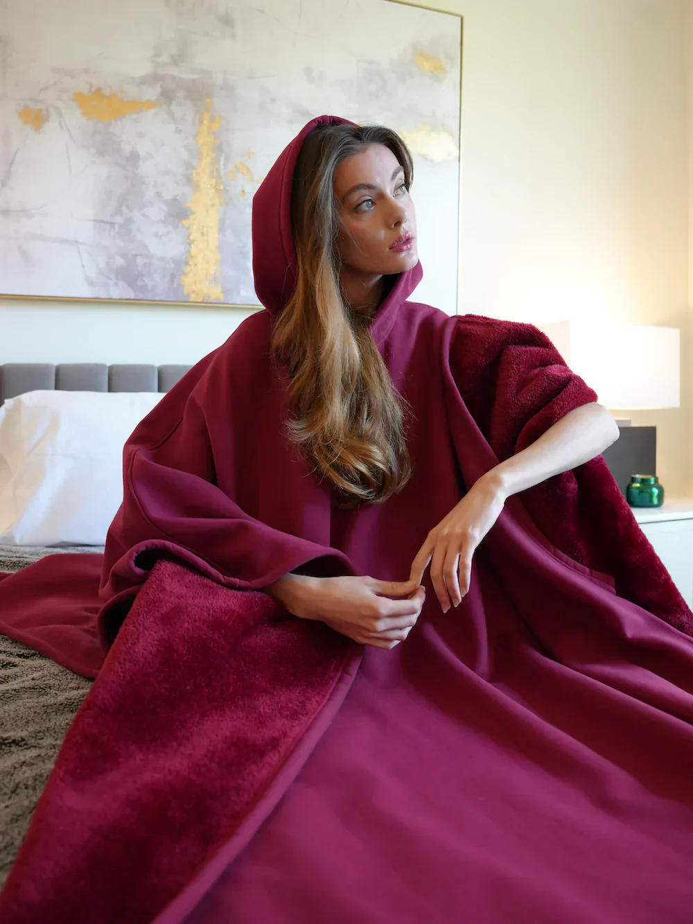 Hoodie deken | Fleece cape met capuchon voor dames en heren - Image 5
