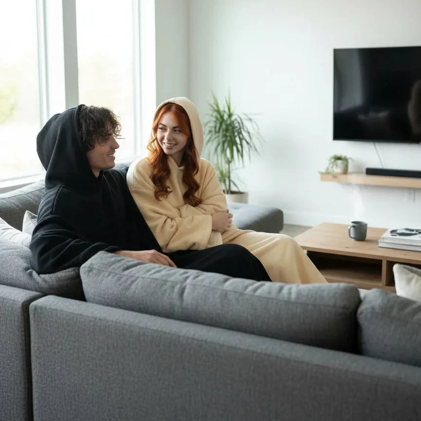 Hoodie deken | Fleece cape met capuchon voor dames en heren - Image 9