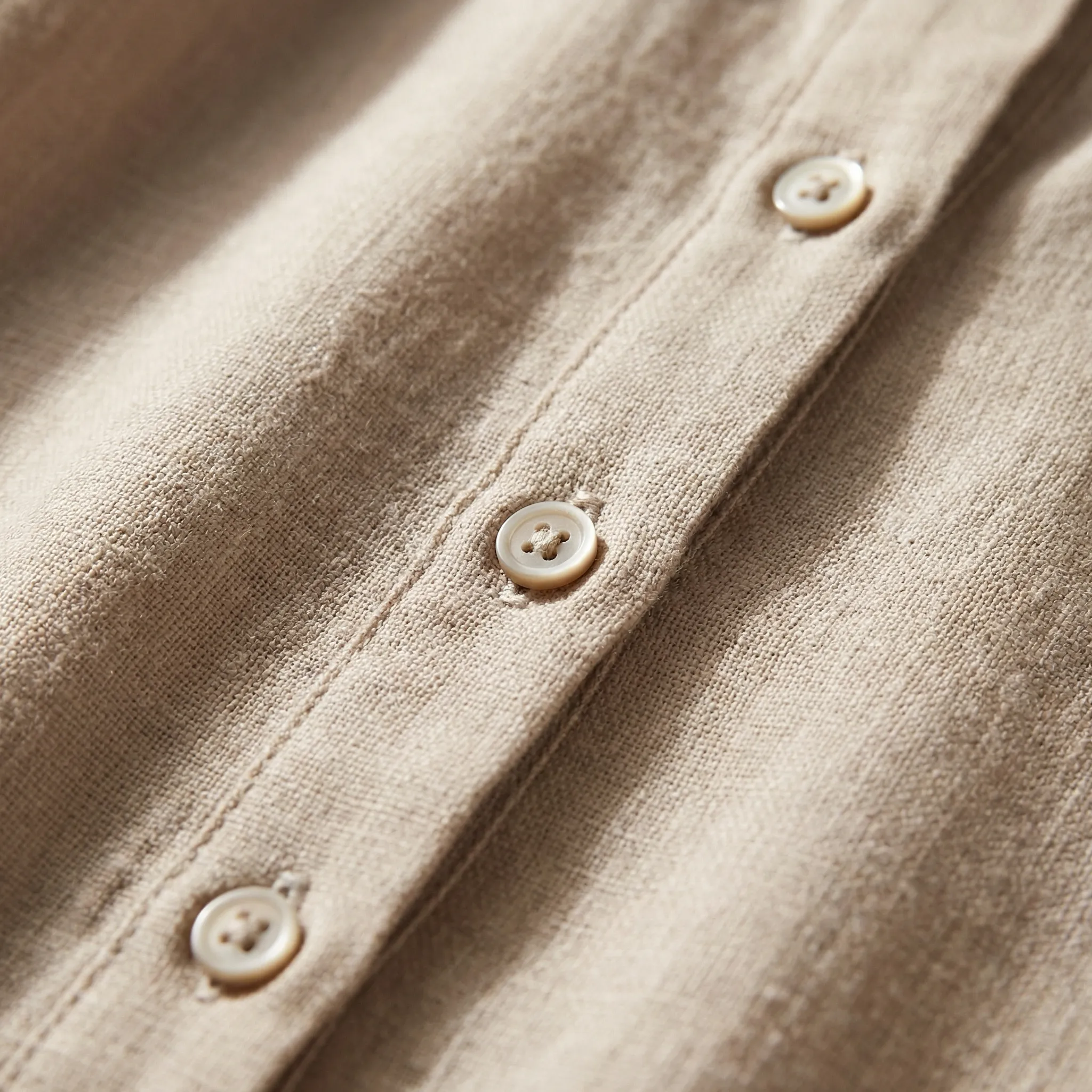 Jurken dames | Linnen tuniek jurk met henley hals en 3/4 mouw - Image 3