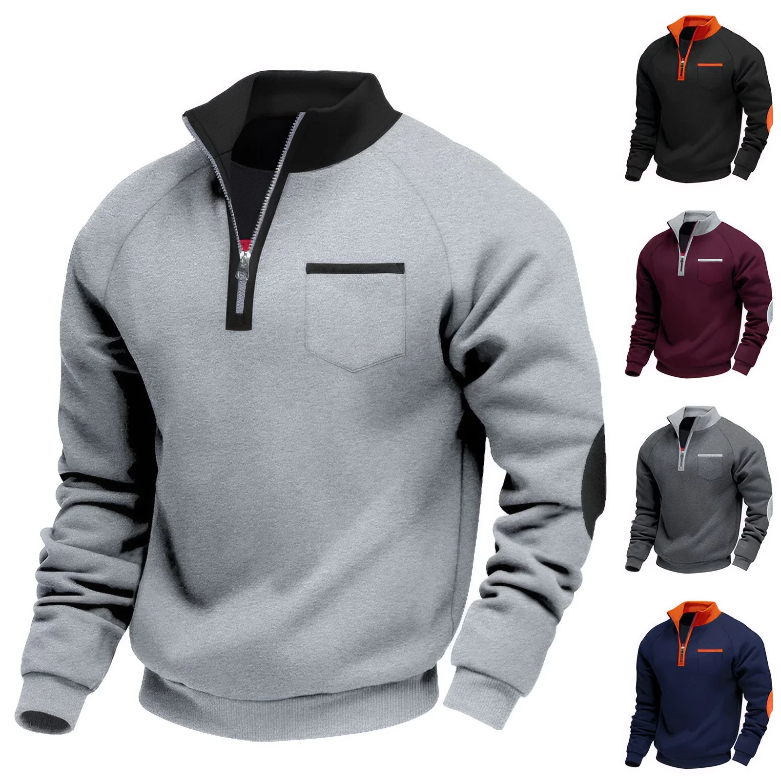 Klassieke half-zip pullover van zachte stof met hoge kraag voor heren - Image 10