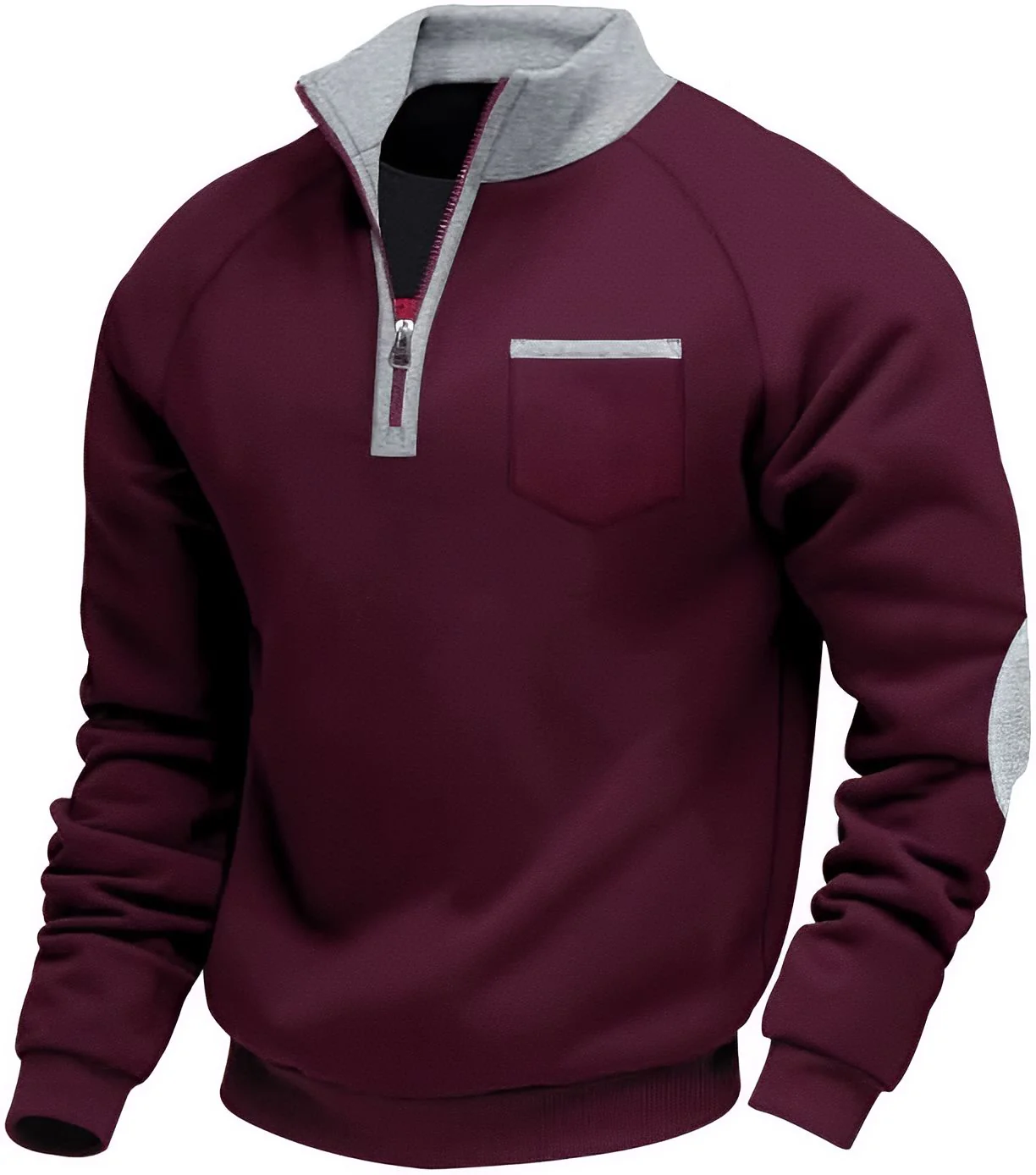 Klassieke half-zip pullover van zachte stof met hoge kraag voor heren - Image 12