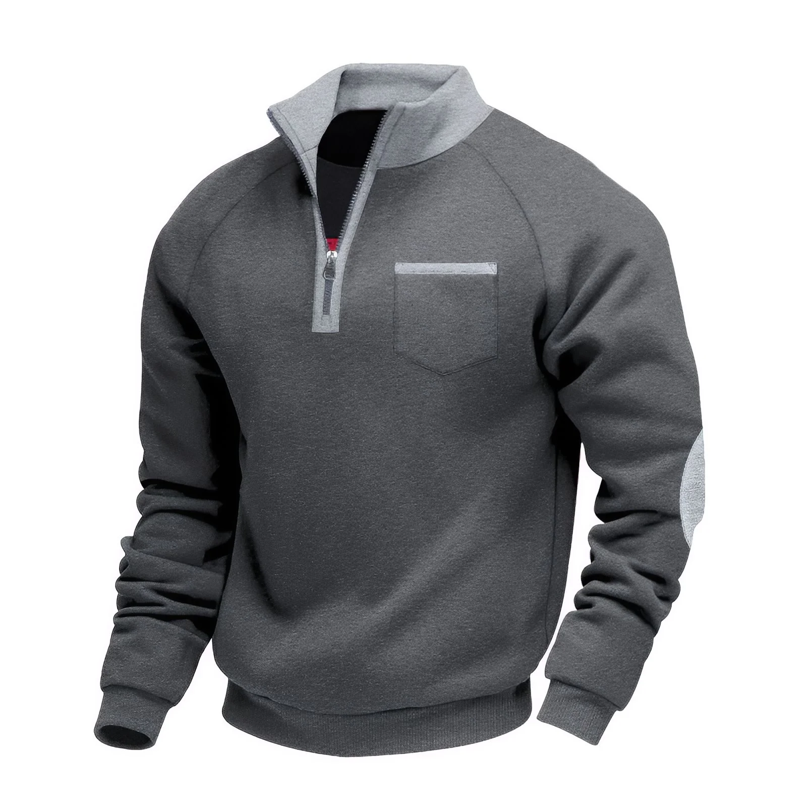 Klassieke half-zip pullover van zachte stof met hoge kraag voor heren - Image 7