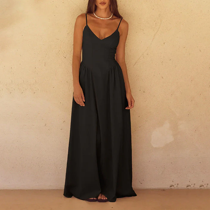 Maxi jurk dames | Luchtige zomerjurk met bandjes en v-hals - Image 9